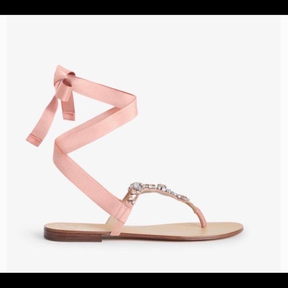Ann Taylor Jeweled Lace Up Thong Sandals size 8